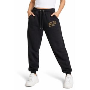 Ed Hardy Sweatpants Black Gold Graphic Joggers Womens XL Don Ed Hardy Designs